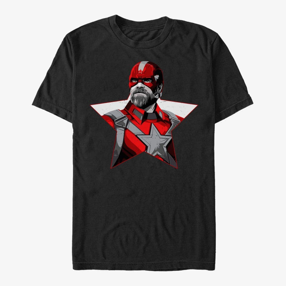 T-Shirts Merch Marvel Black Widow: Movie - Red Guardian Star Unisex T-Shirt Black