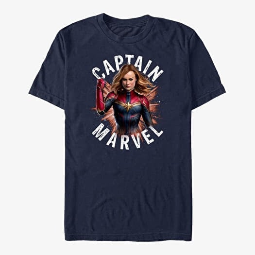 Póló Merch Marvel Avengers: Endgame - Cap Marvel Burst Unisex T-Shirt Navy Blue