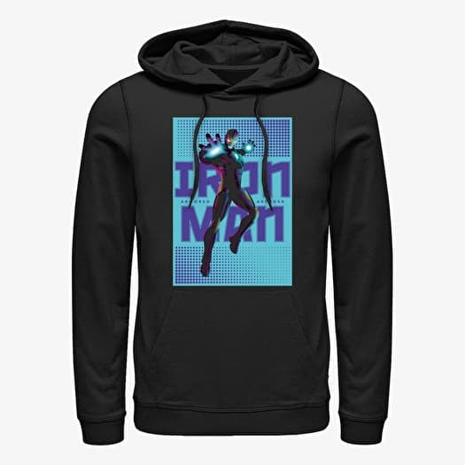 Mikina Merch Marvel Avengers Classic - Halftone Iron Man Unisex Hoodie Black