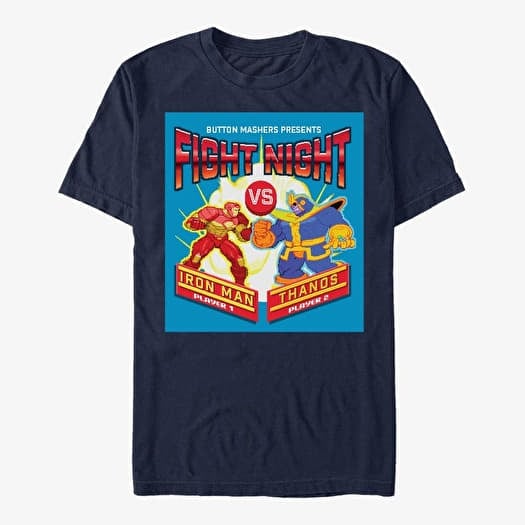 T-shirt Merch Marvel Avengers Classic - Pixel Iron Man vs Thanos Unisex T-Shirt Navy Blue