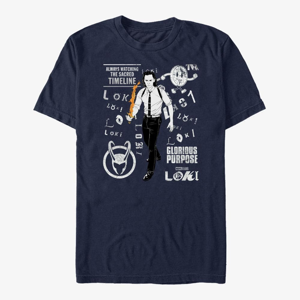 T-Shirts Merch Marvel Loki - Loki Scramble Unisex T-Shirt Navy Blue