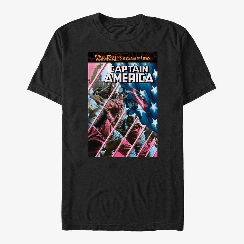 Trička Merch Marvel Avengers Classic - Captain America Unisex T-Shirt Black