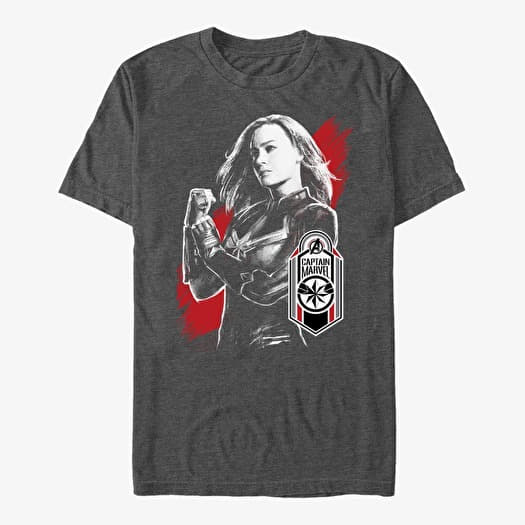 Tričko Merch Marvel Avengers: Endgame - Cap Marvel Tag Unisex T-Shirt Dark Heather Grey