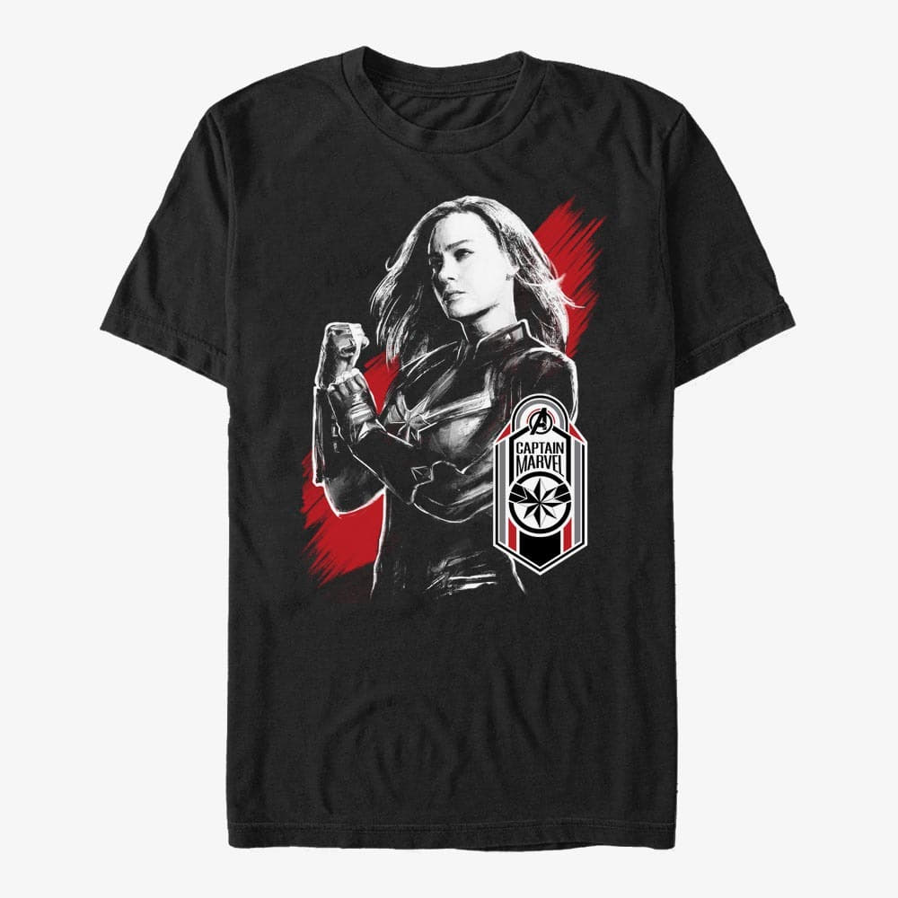 Koszulki Merch Marvel Avengers: Endgame - Cap Marvel Tag Unisex T-Shirt Black