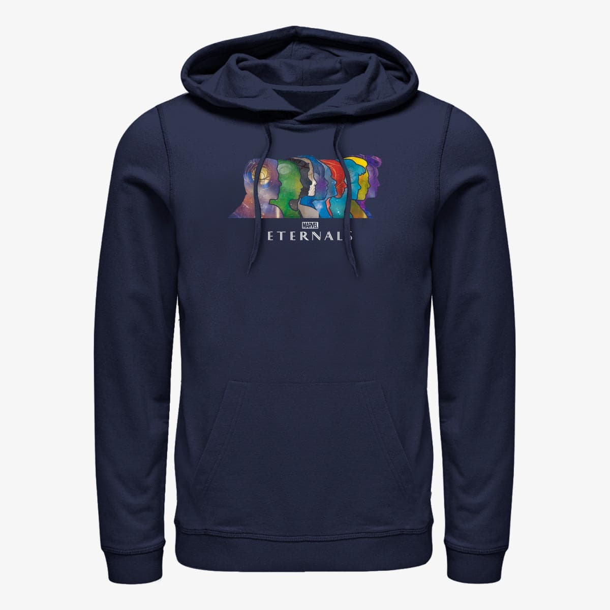 Mikiny Merch Marvel The Eternals - Silhouette Heads Unisex Hoodie Navy Blue