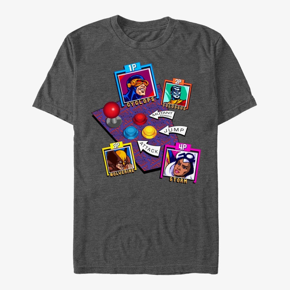 Tričká Merch Marvel - X-Men Arcade Controls Unisex T-Shirt Dark Heather Grey