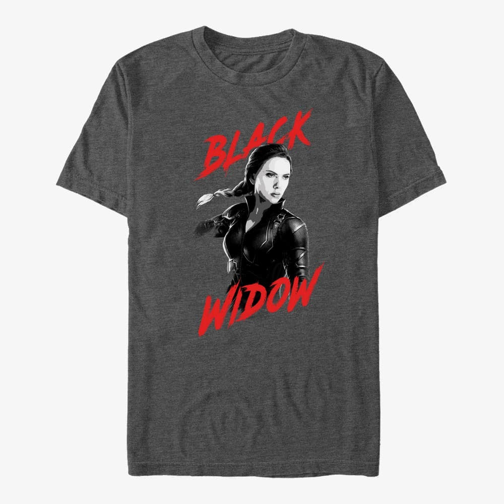 Trička Merch Marvel Avengers: Endgame - High Contrast Widow Unisex T-Shirt Dark Heather Grey