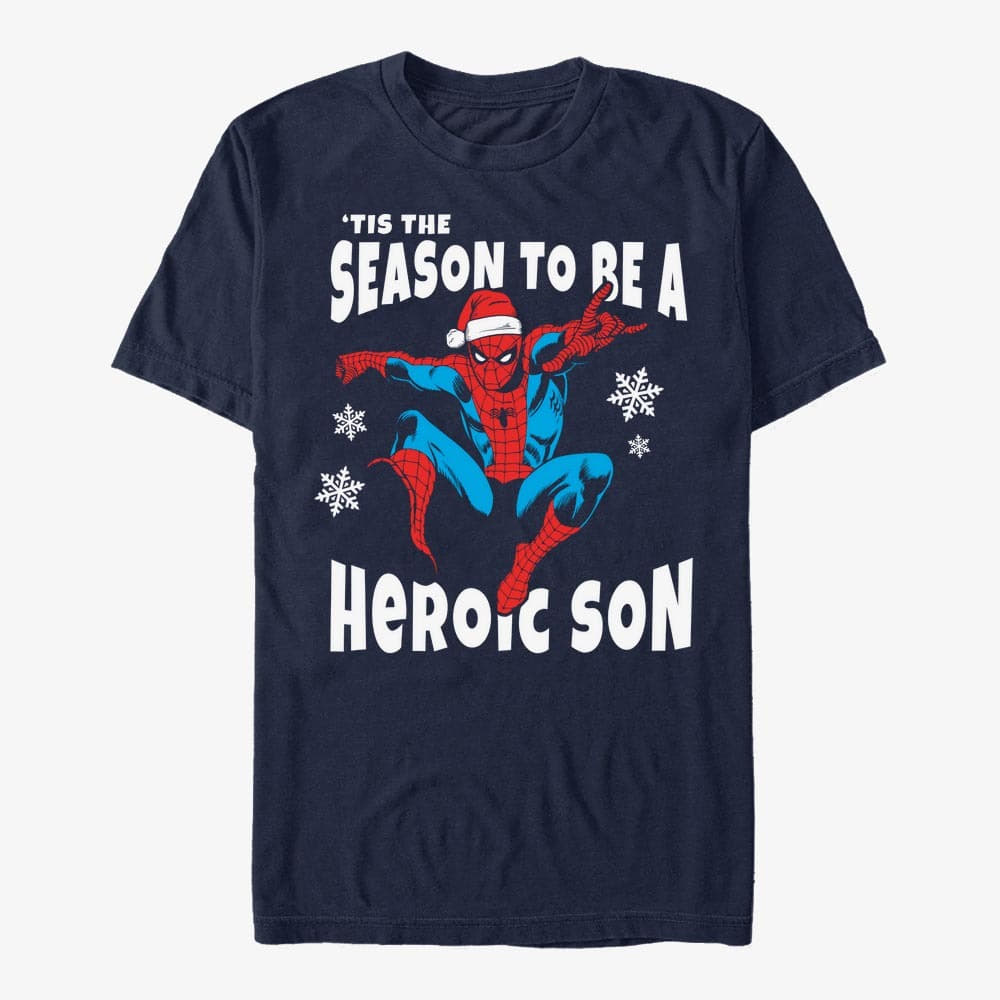 Trička Merch Marvel Spider-Man Classic - Heroic Son Unisex T-Shirt Navy Blue