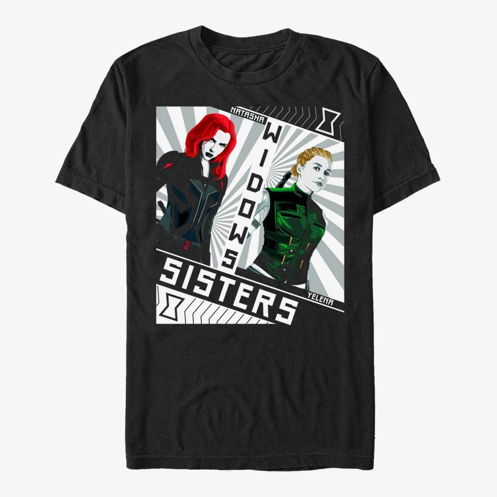 Trička Merch Marvel Black Widow: Movie - Red Sisters Unisex T-Shirt Black