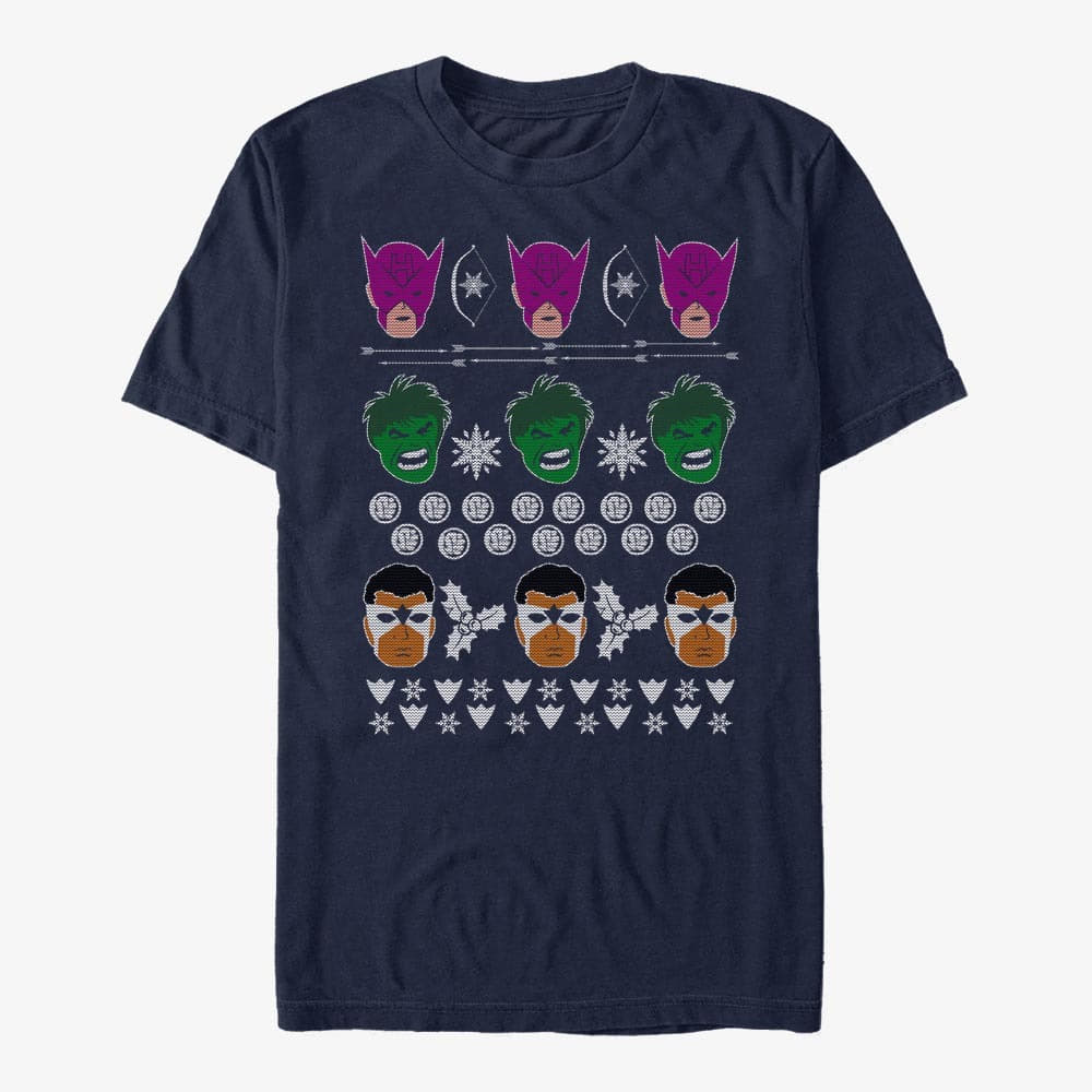 Trička Merch Marvel Avengers Classic - Avengers Sweater Unisex T-Shirt Navy Blue