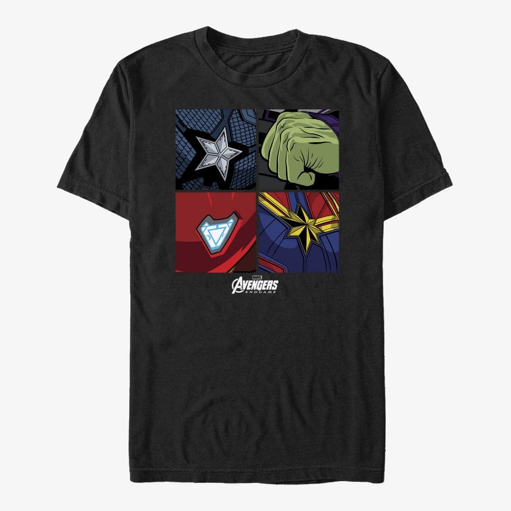Trička Merch Marvel Avengers - Hero Emblems Unisex T-Shirt Black