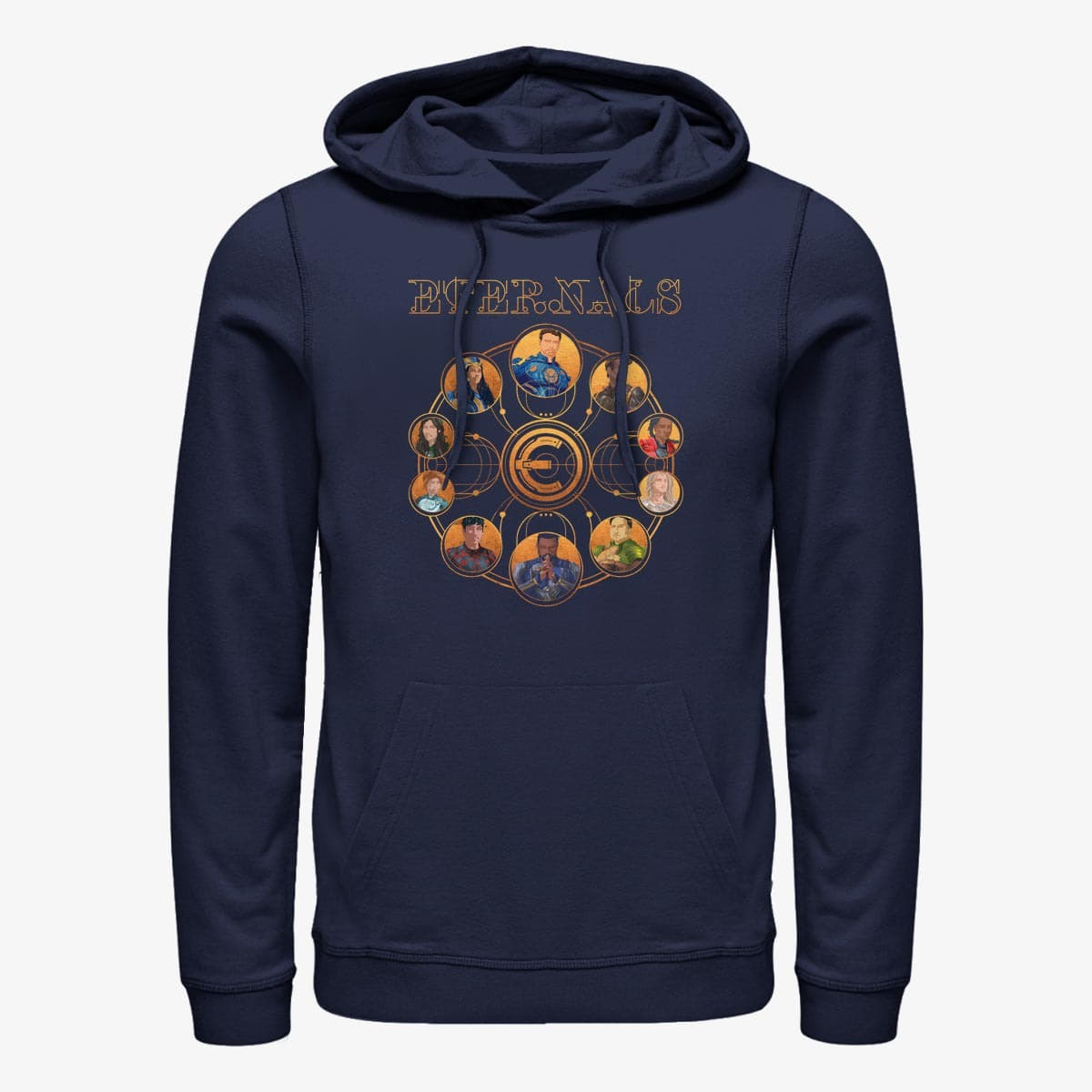 Sweatshirts Merch Marvel: Eternals - ETERNALS CIRCULAR GOLD Unisex Hoodie Navy Blue