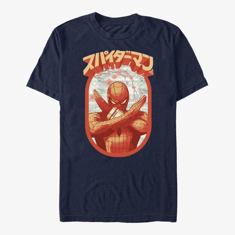 T-Shirts Merch Marvel Spider-Man Classic - Retro Japanese Spiderman Unisex T-Shirt Navy Blue