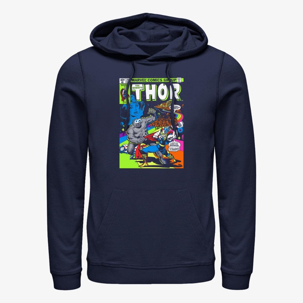 Kapuutsikud ja kampsunid Merch Marvel Avengers Classic - Neon Thor Unisex Hoodie Navy Blue