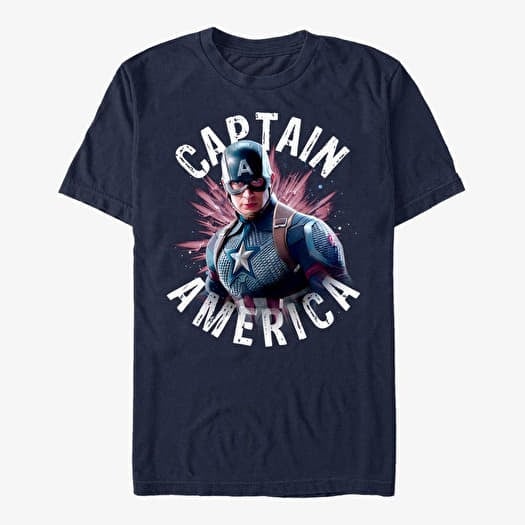 T-shirt Merch Marvel Avengers: Endgame - Cap Burst Unisex T-Shirt Navy Blue