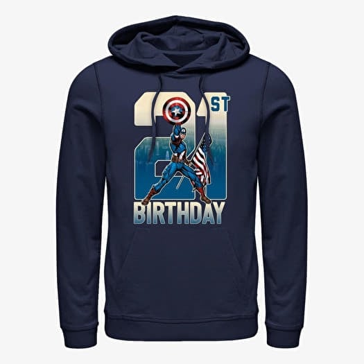 Kampsun Merch Marvel Avengers Classic - Capt America 21st Bday Unisex Hoodie Navy Blue