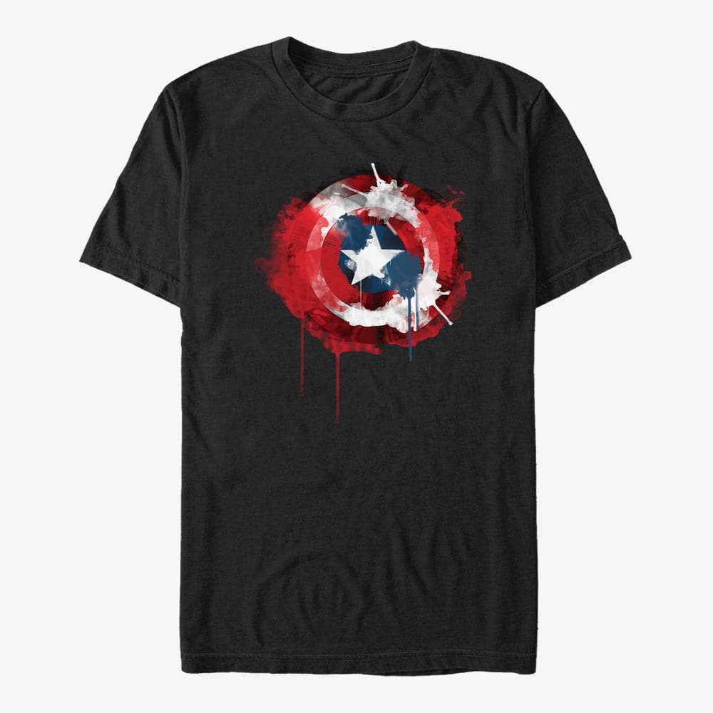 Trička Merch Marvel Avengers Classic - Ink Shield Unisex T-Shirt Black
