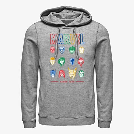 Merch Marvel Avengers Classic - Primary Faces Unisex Hoodie Heather Grey