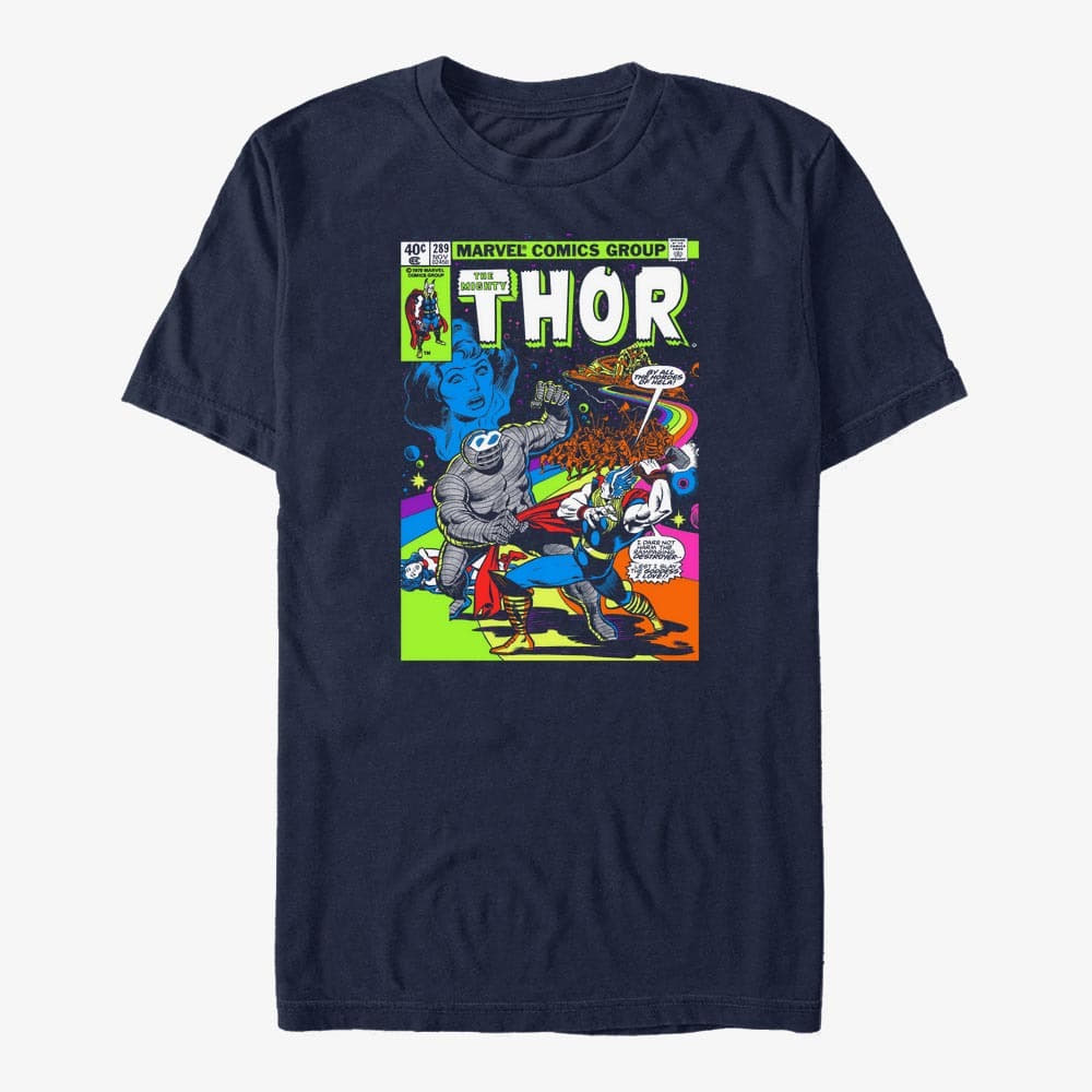 Pólók Merch Marvel Avengers Classic - Neon Thor Unisex T-Shirt Navy Blue