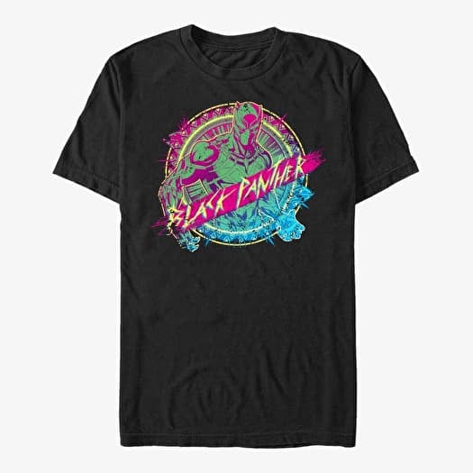 Tričko Merch Marvel Avengers Classic - Neon Panther Unisex T-Shirt Black