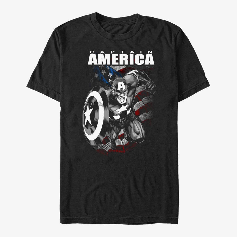 Trička Merch Marvel Avengers Classic - Capt America Unisex T-Shirt Black
