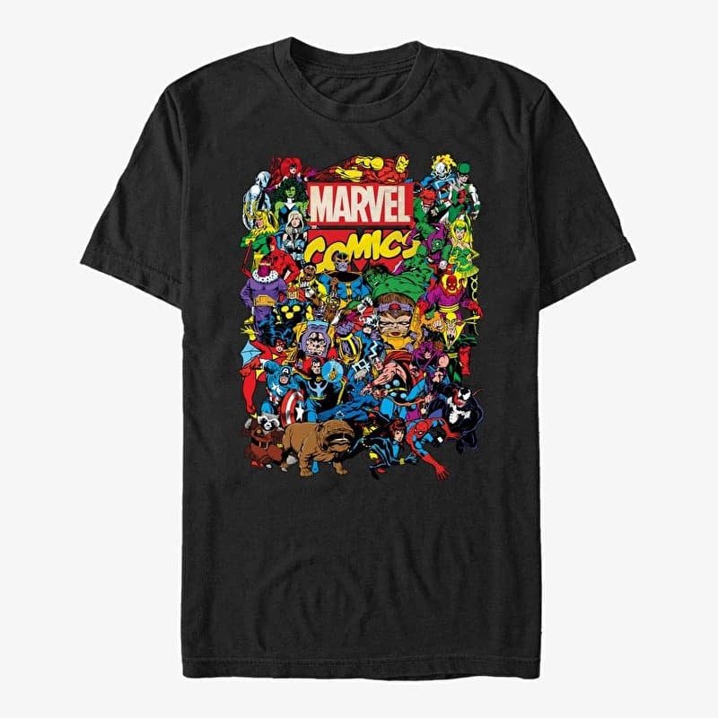 T-Shirt Merch Marvel Avengers Classic - Entire Cast Unisex T-Shirt Black