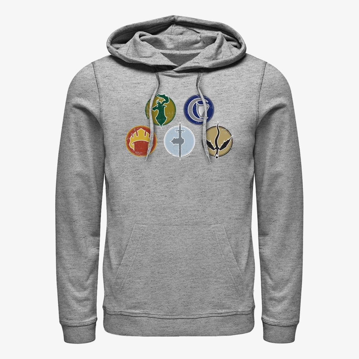 Hoodies and sweatshirts  Merch Dungeons & Dragons - DISTRESSED FACTIONS LOGOS Unisex Hoodie Heather Grey