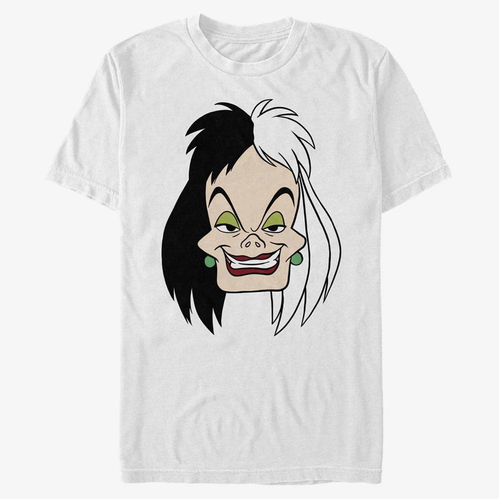 majice kratkih rukava Merch Disney Classics 101 Dalmatians - Cruella Big Face Unisex T-Shirt White
