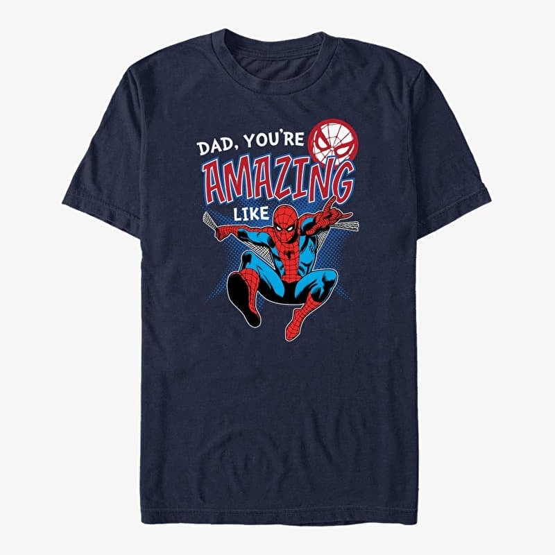 Tričko Merch Marvel Spider-Man Classic - Amazing Like Dad Unisex T-Shirt Navy Blue