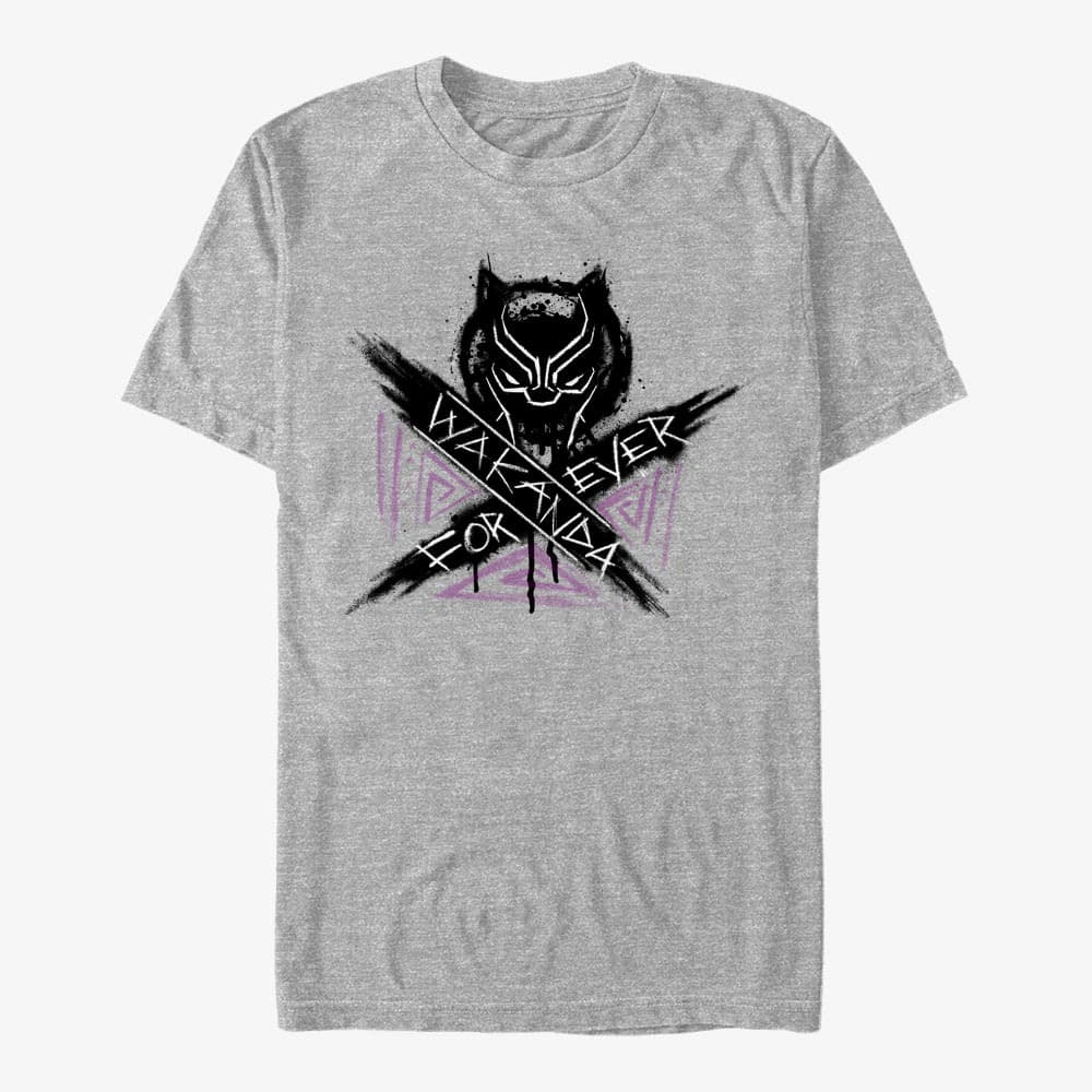 Trička Merch Marvel Avengers Classic - Wakanda Paint Unisex T-Shirt Heather Grey