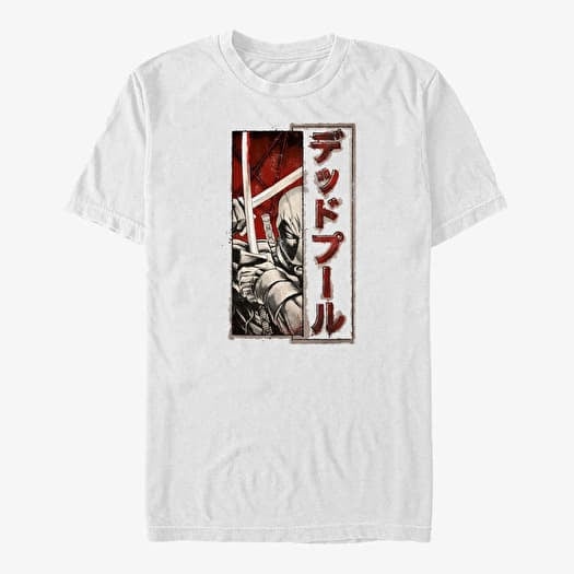 Tričko Merch Marvel Deadpool - Deadpool Sword Kanji Unisex T-Shirt White