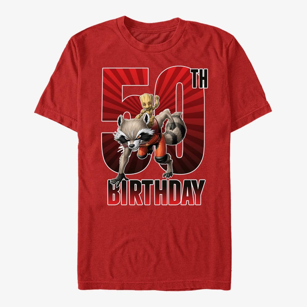 T-shirts Merch Marvel Avengers Classic - Groot 50th Bday Unisex T-Shirt Red