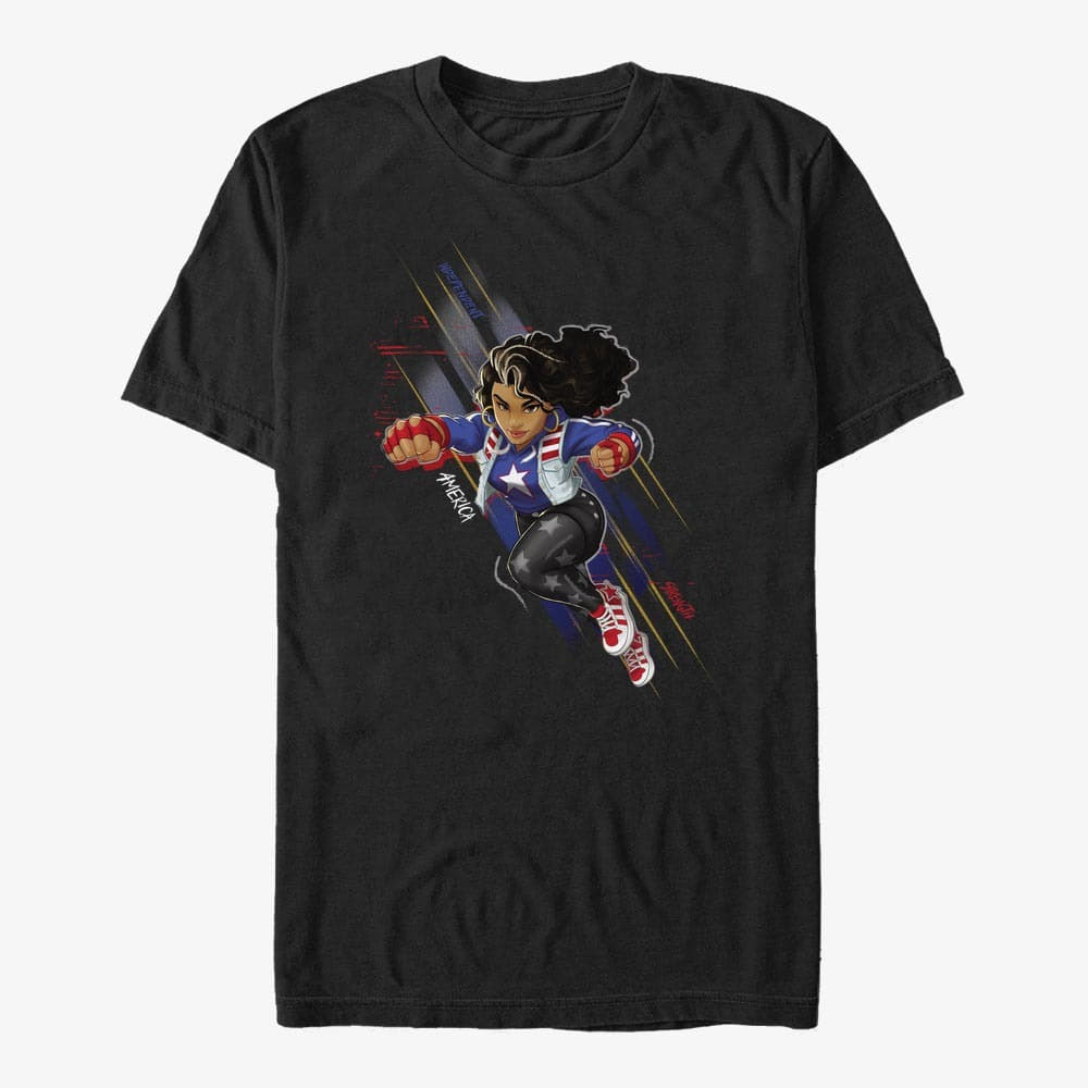 majice kratkih rukava Merch Marvel - America Action Pose Unisex T-Shirt Black