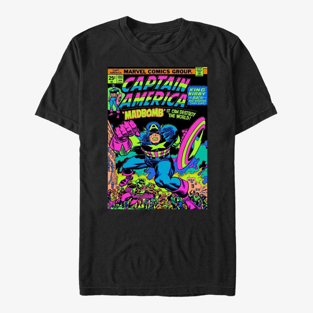 T-shirts Merch Marvel Avengers Classic - Captain America Glow Unisex T-Shirt Black
