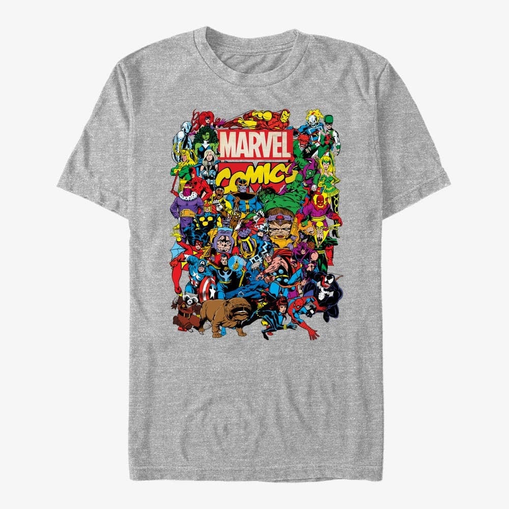 T-Shirts Merch Marvel Avengers Classic - Entire Cast Unisex T-Shirt Heather Grey
