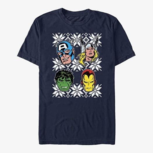 T-shirt Merch Marvel Avengers Classic - Super Heads Unisex T-Shirt Navy Blue