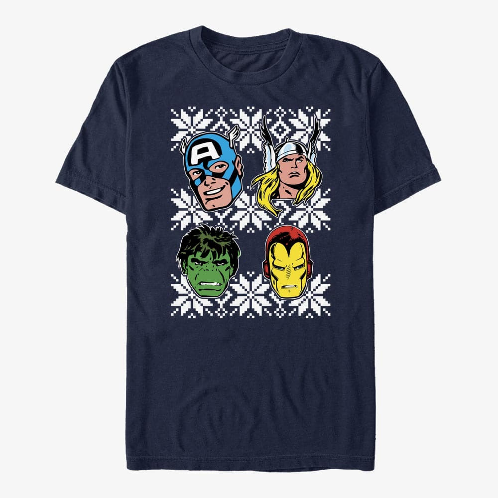 T-shirts Merch Marvel Avengers Classic - Super Heads Unisex T-Shirt Navy Blue