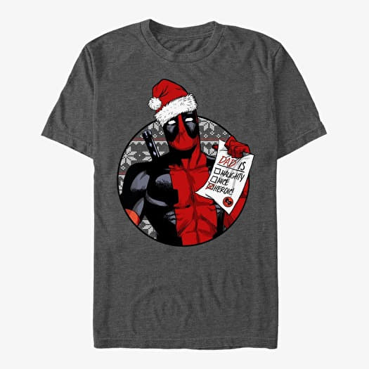 Tričko Merch Marvel Deadpool - Hero Deadpool Dad Unisex T-Shirt Dark Heather Grey