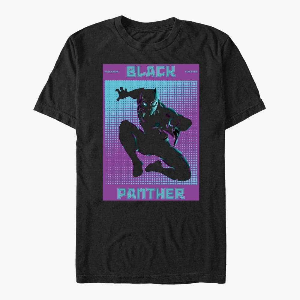 Trička Merch Marvel Avengers Classic - Halftone Panther Unisex T-Shirt Black