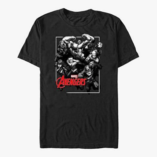 T-shirt Merch Marvel Avengers Classic - Assemble BW Unisex T-Shirt Black