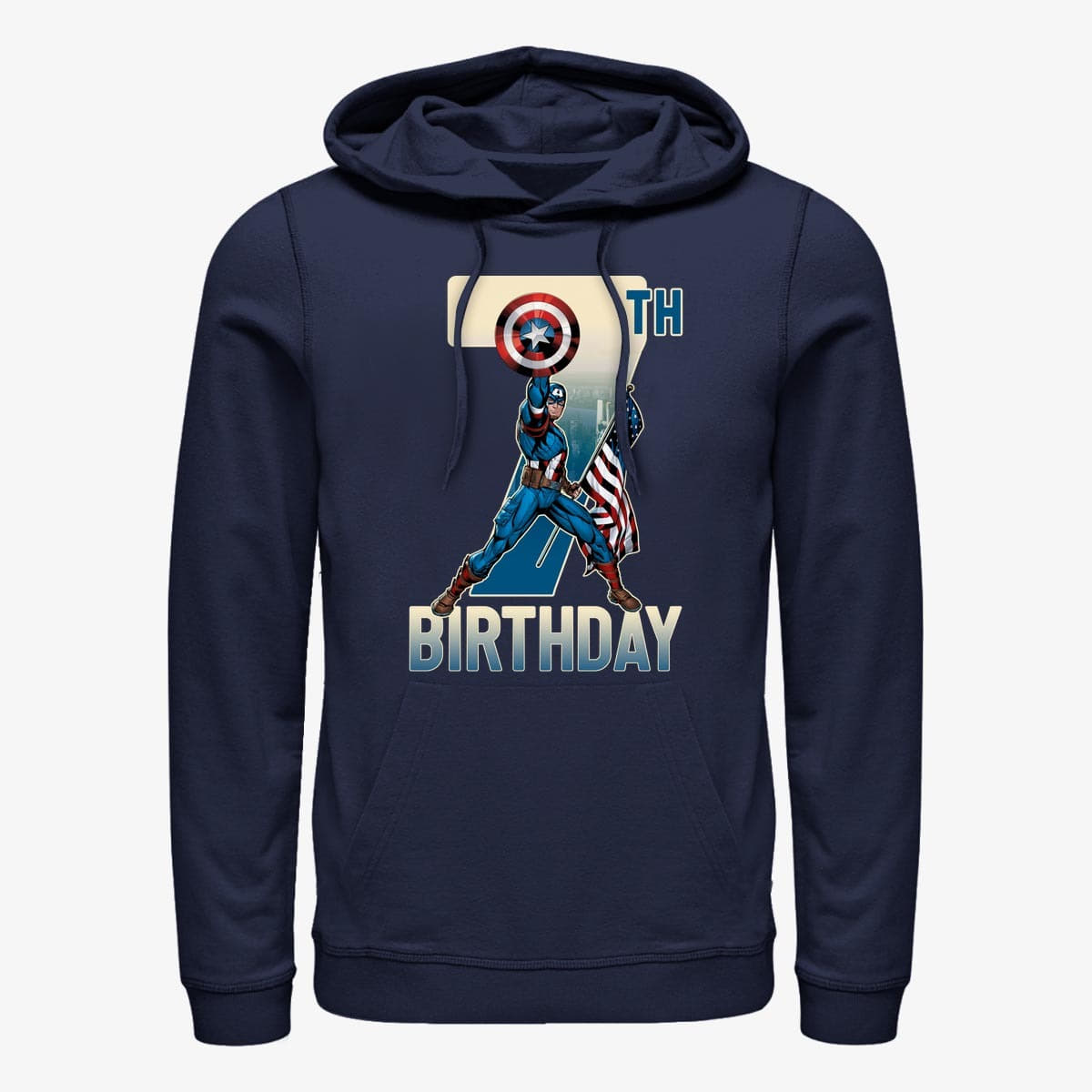 Moletons e blusas de moletom Merch Marvel Avengers Classic - Capt America 16th Bday Unisex Hoodie Navy Blue