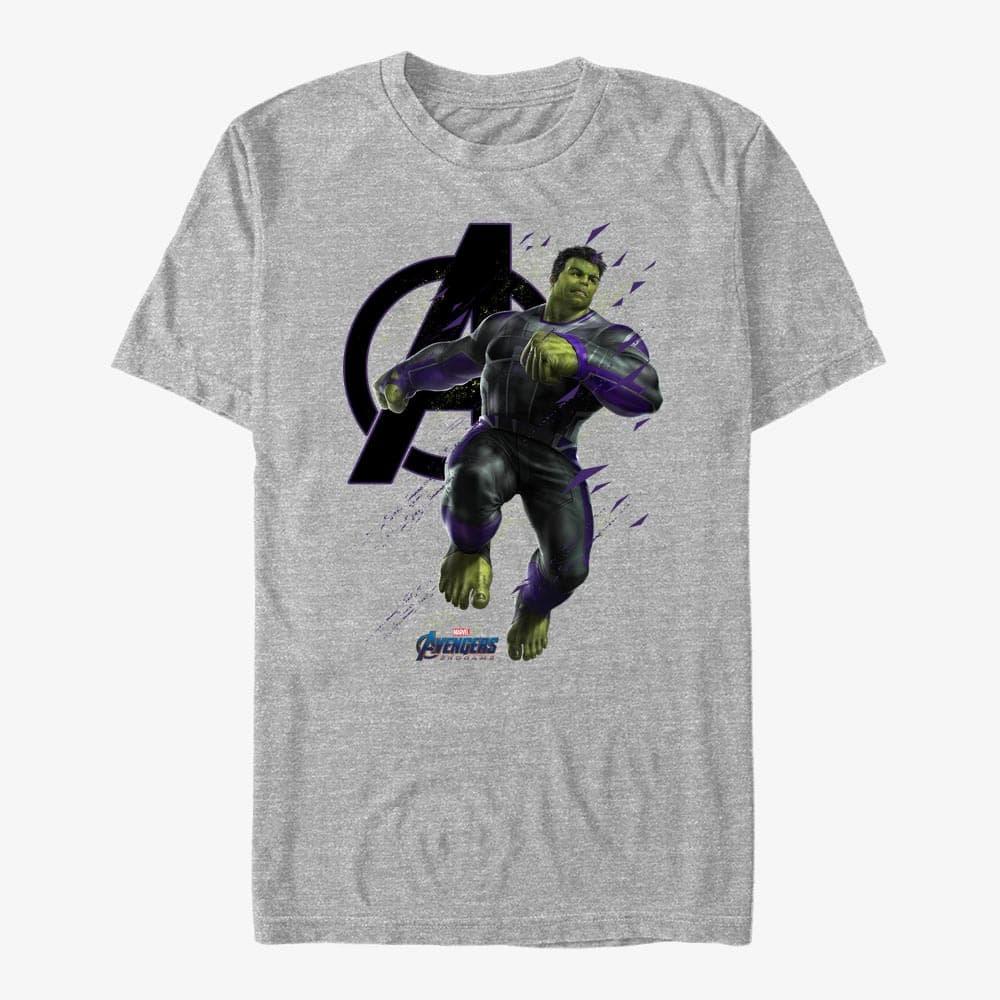 Trička Merch Marvel Avengers: Endgame - Hulk Particles Unisex T-Shirt Heather Grey