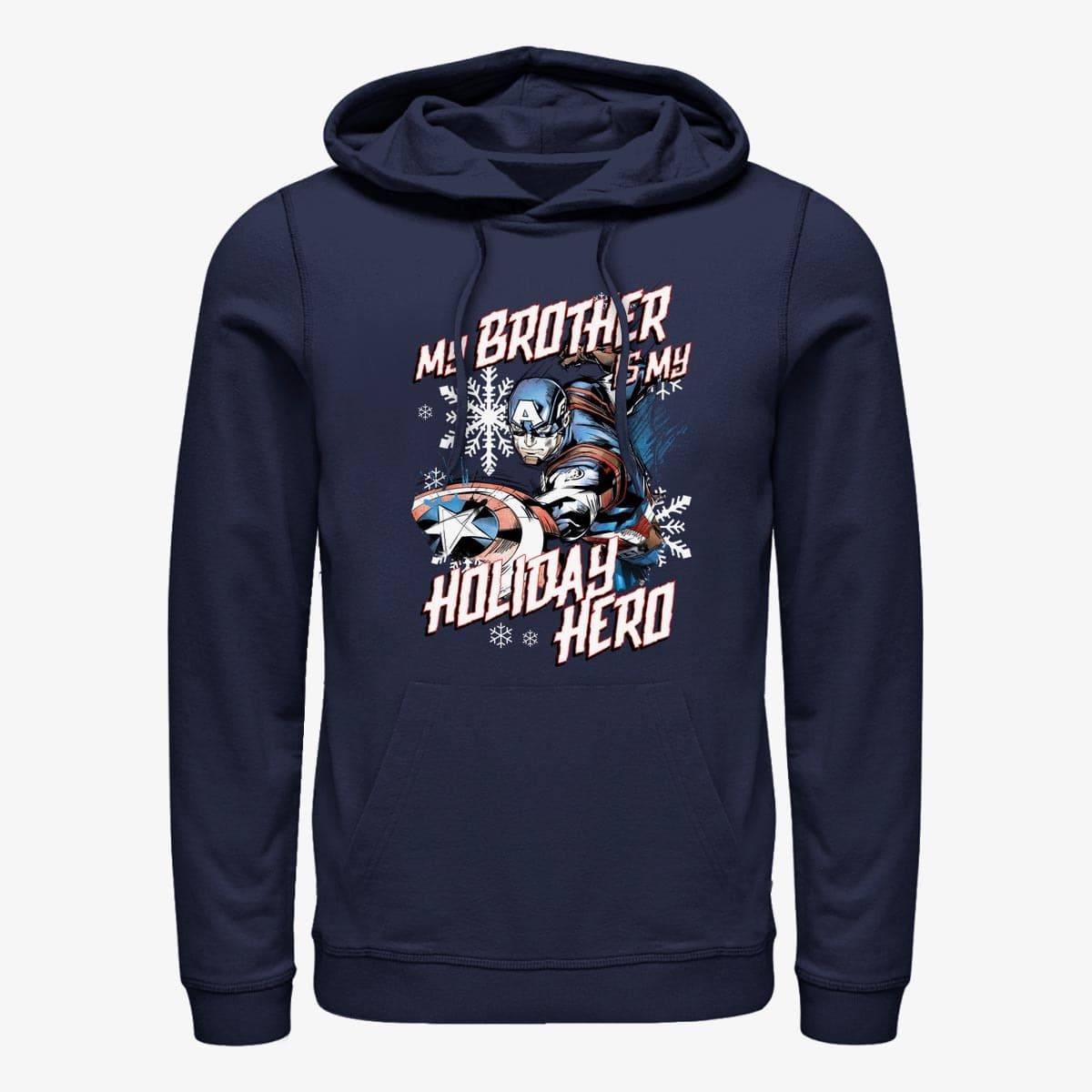 Moletons e blusas de moletom Merch Marvel Avengers Classic - Holiday Brother Capt Unisex Hoodie Navy Blue