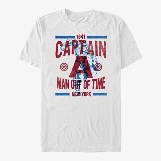 T-shirt Merch Marvel Avengers Classic - Capt A Text Overlay Unisex T-Shirt White