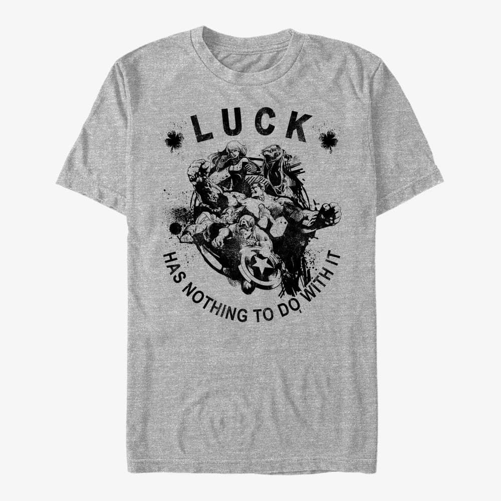 Trička Merch Marvel Avengers Classic - Avengers No Luck Just Skill Unisex T-Shirt Heather Grey