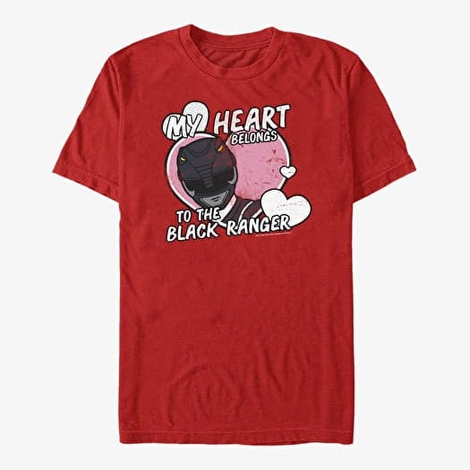 T-shirt Merch Hasbro Vault Power Rangers - Heart Belongs to Black Ranger Unisex T-Shirt Red