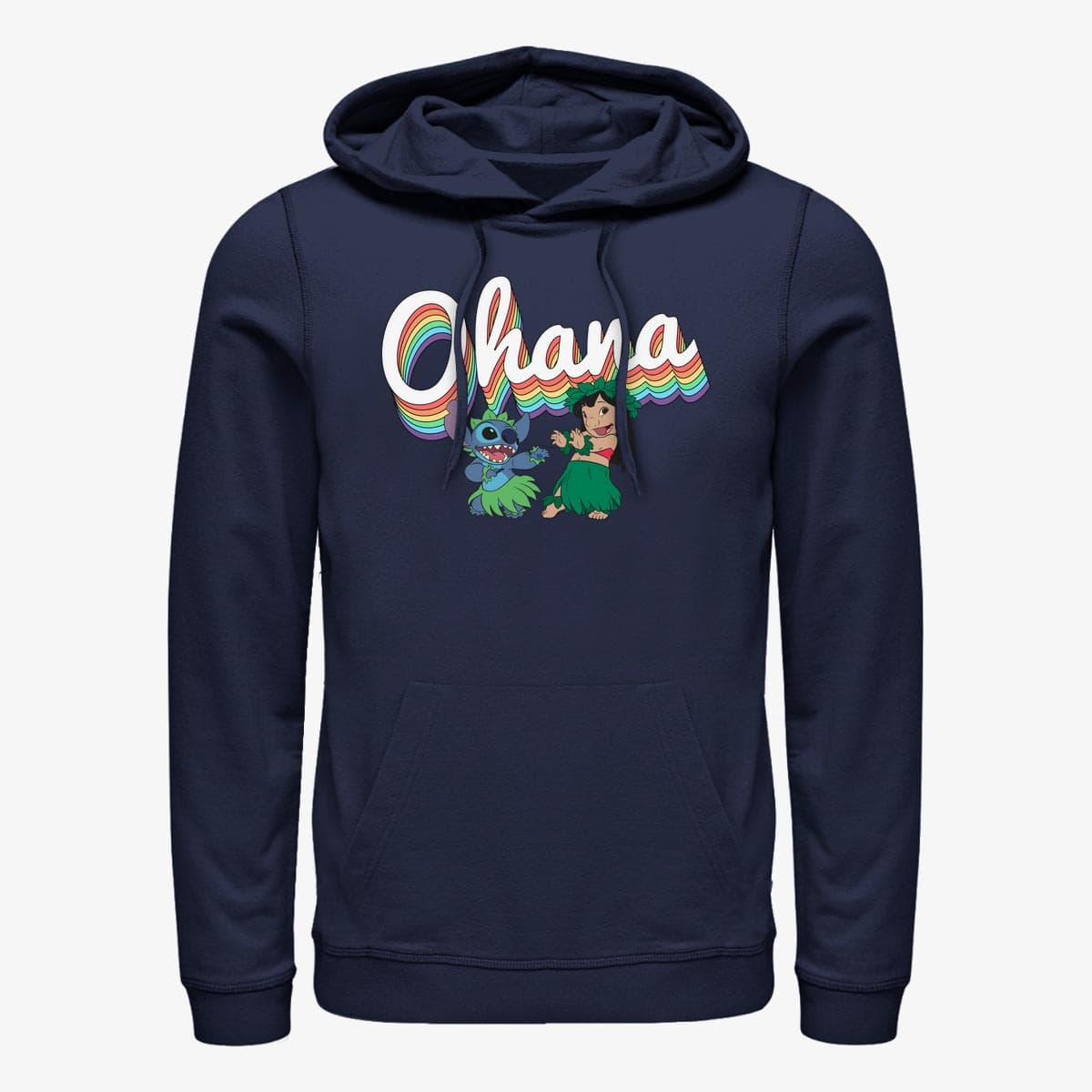 Sweatshirts Merch Disney Classics Lilo & Stitch - Rainbow Ohana Unisex Hoodie Navy Blue
