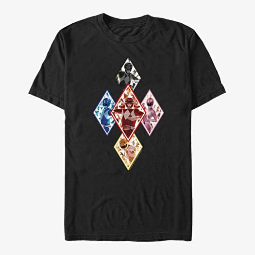 Majica Merch Hasbro Vault Power Rangers - The Team In Diamonds Unisex T-Shirt Black