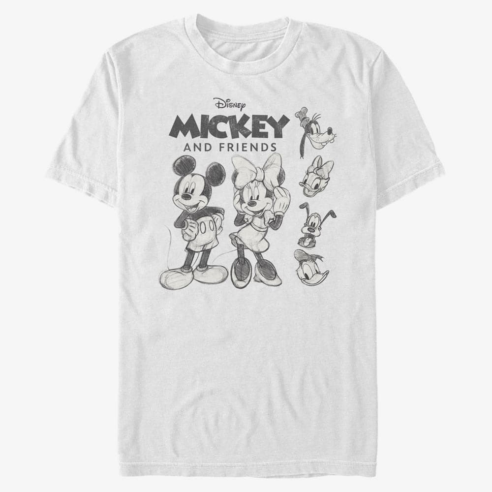 T-Shirts Merch Disney Classics Mickey Classic - MICKEY FREINDS SKETCH Unisex T-Shirt White