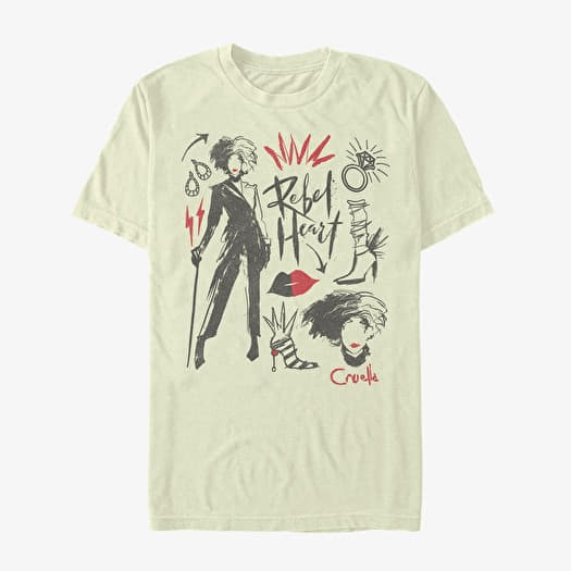 Tričko Merch Disney Classics DNCA - CRUELLA FASHION SKETCHES Unisex T-Shirt Natural